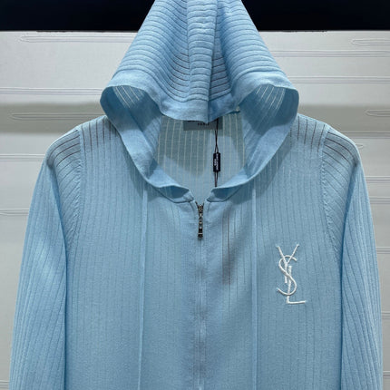 YSL 26S ZIP UP HOODED CARDIGAN 389