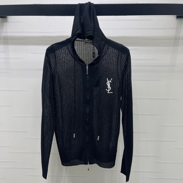 YSL 26S ZIP UP HOODED CARDIGAN 390