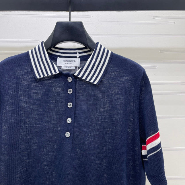 THOM 26S SHORT SLEEVE POLO KNIT TOP STYLE 258