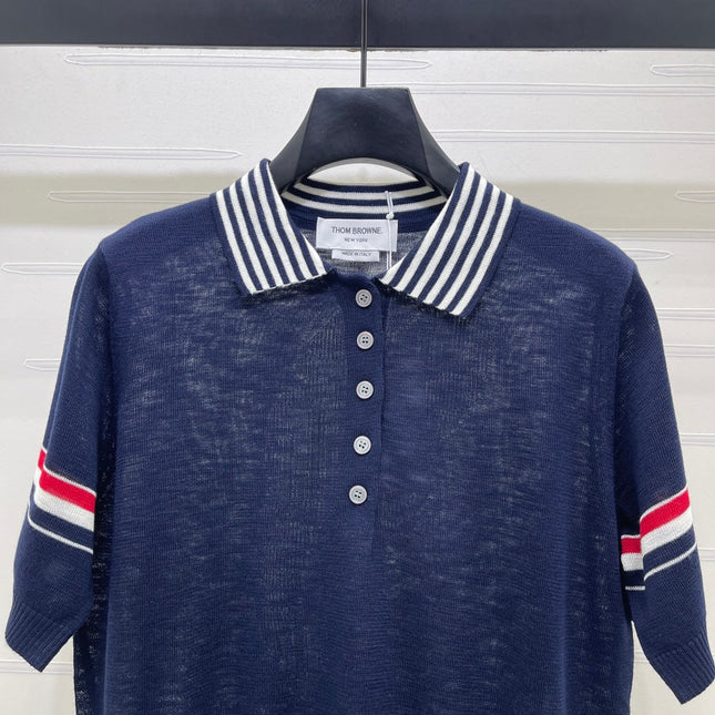 THOM 26S SHORT SLEEVE POLO KNIT TOP STYLE 258
