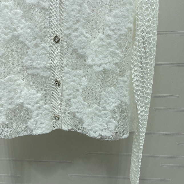 CHANEL 26S FLORAL OPENWORK KNIT CARDIGAN 1348