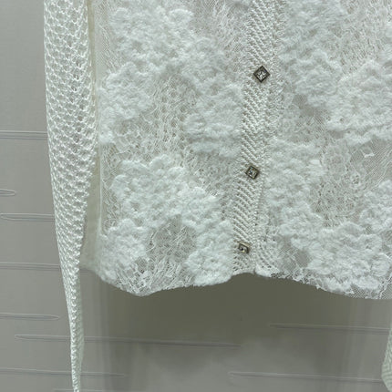 CHANEL 26S FLORAL OPENWORK KNIT CARDIGAN 1348