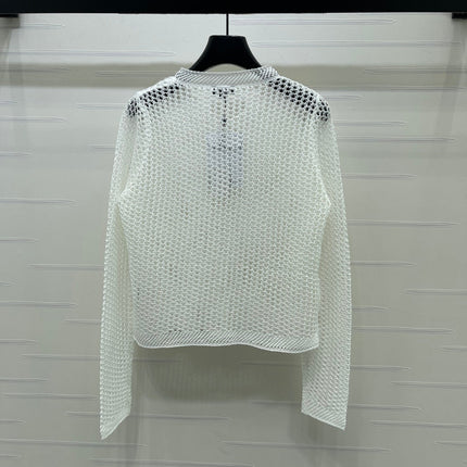 CHANEL 26S FLORAL OPENWORK KNIT CARDIGAN 1348