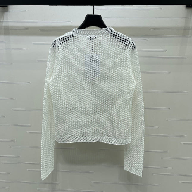 CHANEL 26S FLORAL OPENWORK KNIT CARDIGAN 1348