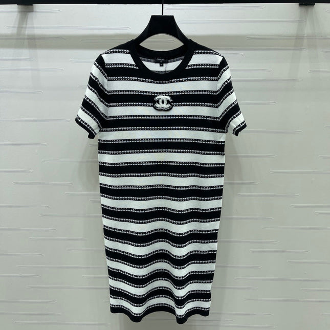 CHANEL 26S STRIPED KNIT MINI DRESS 1346