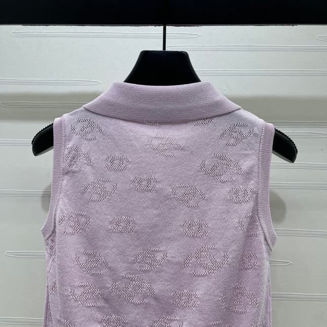 CHANEL 26S SLEEVELESS KNIT POLO TOP 1339