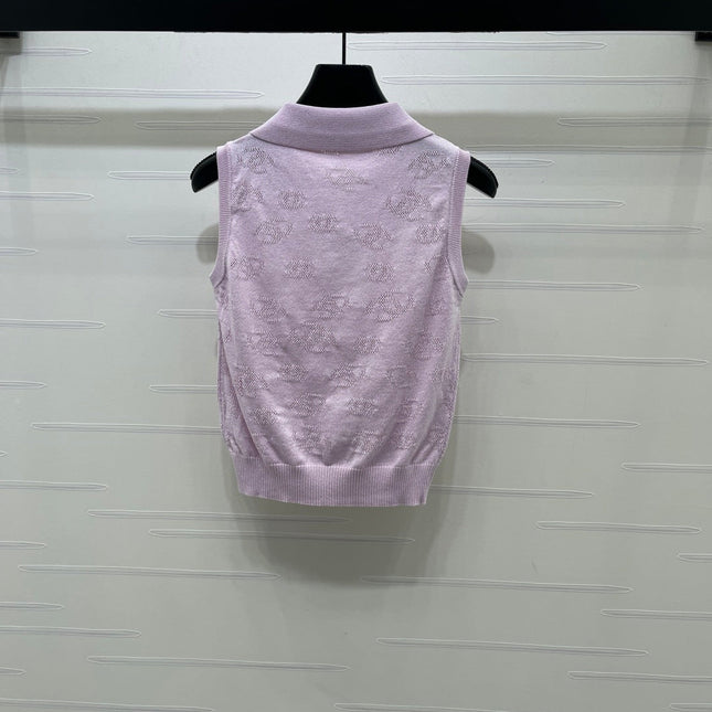 CHANEL 26S SLEEVELESS KNIT POLO TOP 1339