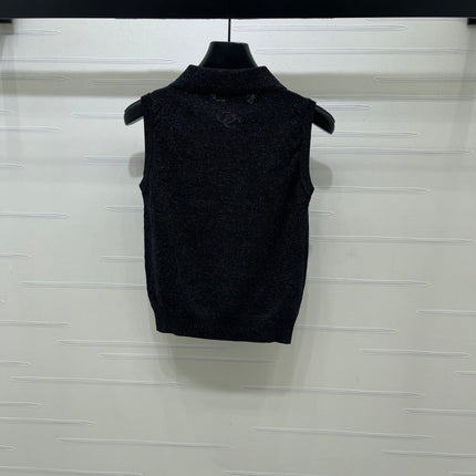 CHANEL 26S SLEEVELESS KNIT POLO TOP 1338