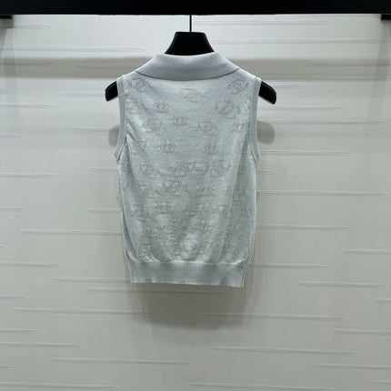 CHANEL 26S SLEEVELESS KNIT POLO TOP 1337