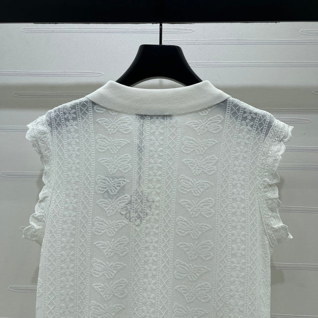 LOEWE 26S RUFFLE-SLEEVE KNIT POLO SHIRT 577