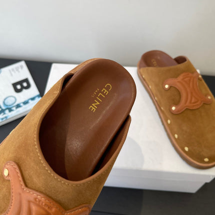 CELINE 26S MULE IN BROWN SUEDE