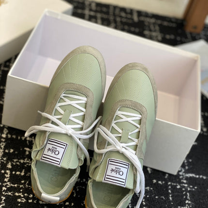 CHLOE 26S SNEAKERS IN MINT GREEN FABRIC AND LEATHER