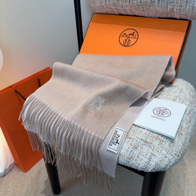 HERMES 25S SCARF 190 IN CASHMERE 854639