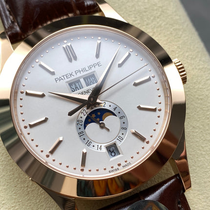 ANNUAL CALENDAR SELF-WINDING ROSE GOLD CASE SILVERY OPALINE DIAL
