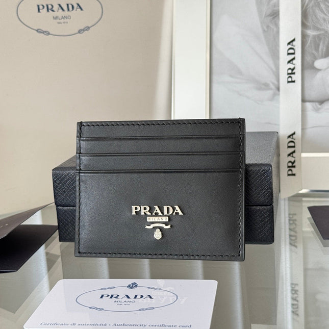 PRADA 26S CARD HOLDER 10 IN BLACK SAFFIANO