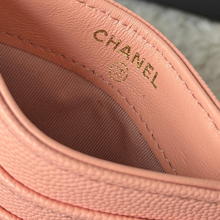 CHANEL 25S CARD HOLDER 11 IN PEACH PINK CAVIAR GOLD HARDWARE