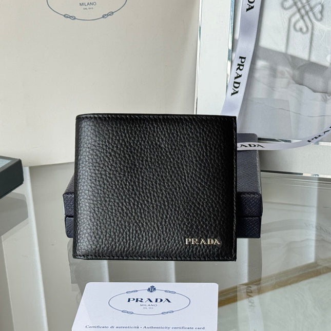 PRADA 26S BIFOLD WALLET 11 IN BLACK CALFSKIN