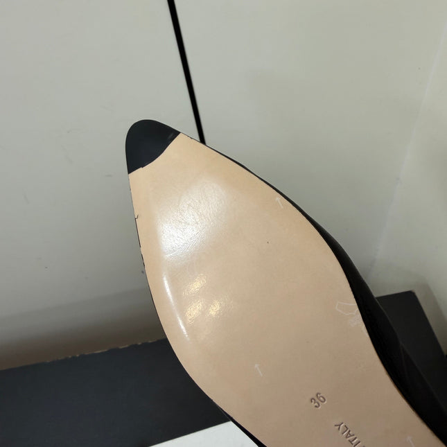 THE ROW 26S POINTED TOE BALLET FLATS IN BLACK LAMBSKIN