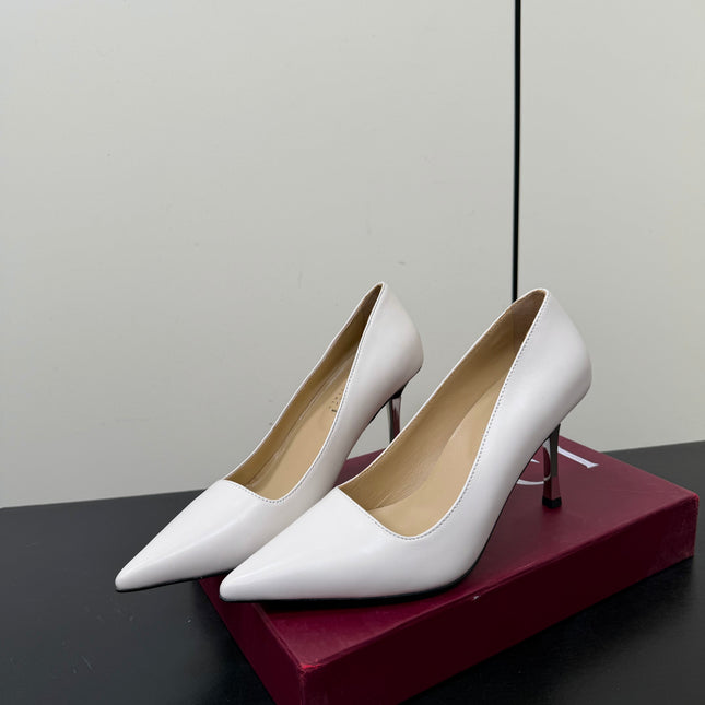 GUCCI 26S POINTED TOE PUMPS 85MM IN WHITE CALFSKIN