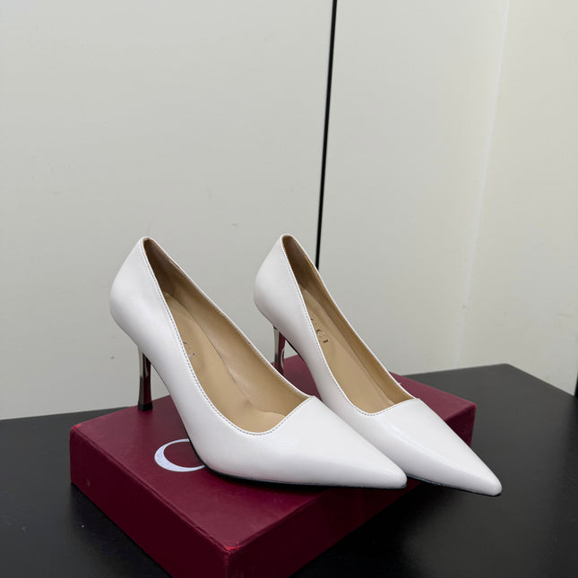 GUCCI 26S POINTED TOE PUMPS 85MM IN WHITE CALFSKIN