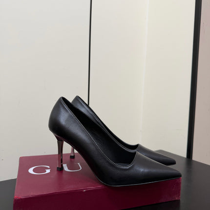 GUCCI 26S POINTED TOE PUMPS 85MM IN BLACK CALFSKIN