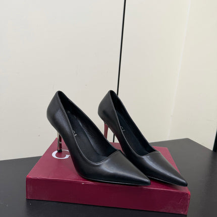 GUCCI 26S POINTED TOE PUMPS 85MM IN BLACK CALFSKIN