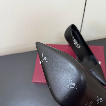 GUCCI 26S POINTED TOE PUMPS 85MM IN BLACK CALFSKIN