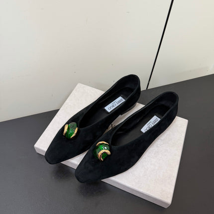 JIMMY CHOO 26S BALLET FLATS IN BLACK SUEDE