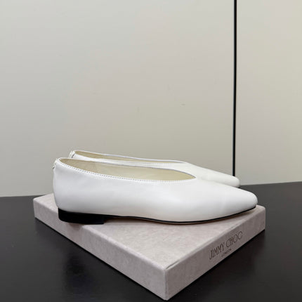 JIMMY CHOO 26S BALLET FLATS IN WHITE LAMBSKIN