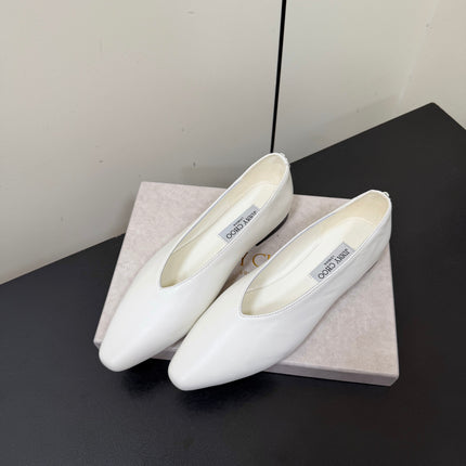 JIMMY CHOO 26S BALLET FLATS IN WHITE LAMBSKIN
