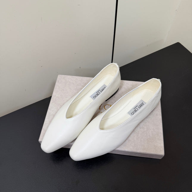 JIMMY CHOO 26S BALLET FLATS IN WHITE LAMBSKIN