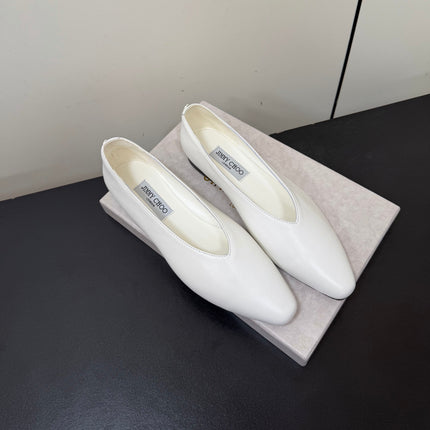 JIMMY CHOO 26S BALLET FLATS IN WHITE LAMBSKIN