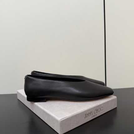 JIMMY CHOO 26S BALLET FLATS IN BLACK LAMBSKIN