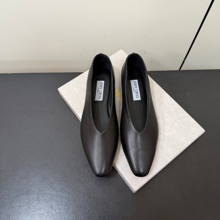 JIMMY CHOO 26S BALLET FLATS IN BLACK LAMBSKIN