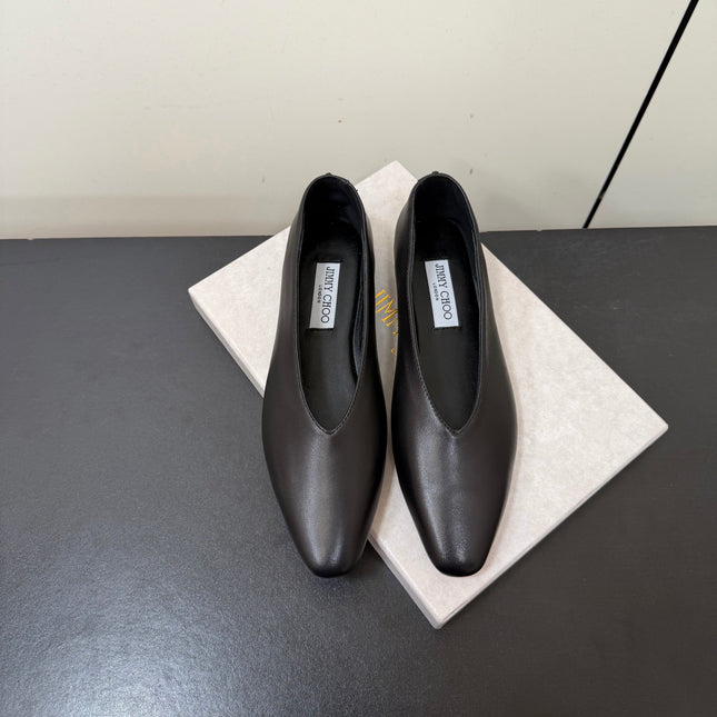 JIMMY CHOO 26S BALLET FLATS IN BLACK LAMBSKIN