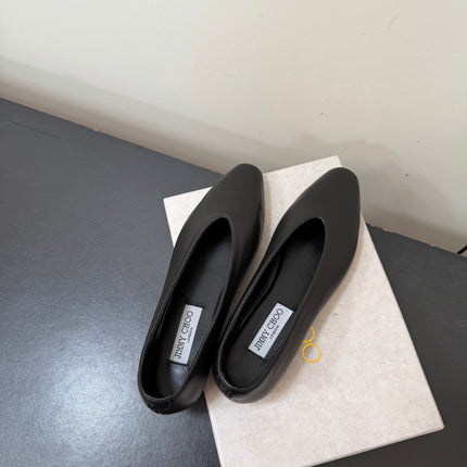 JIMMY CHOO 26S BALLET FLATS IN BLACK LAMBSKIN