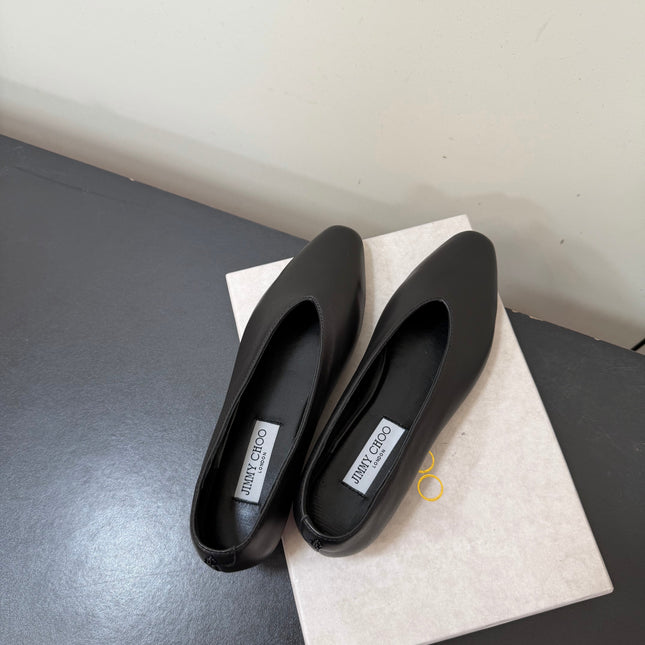 JIMMY CHOO 26S BALLET FLATS IN BLACK LAMBSKIN