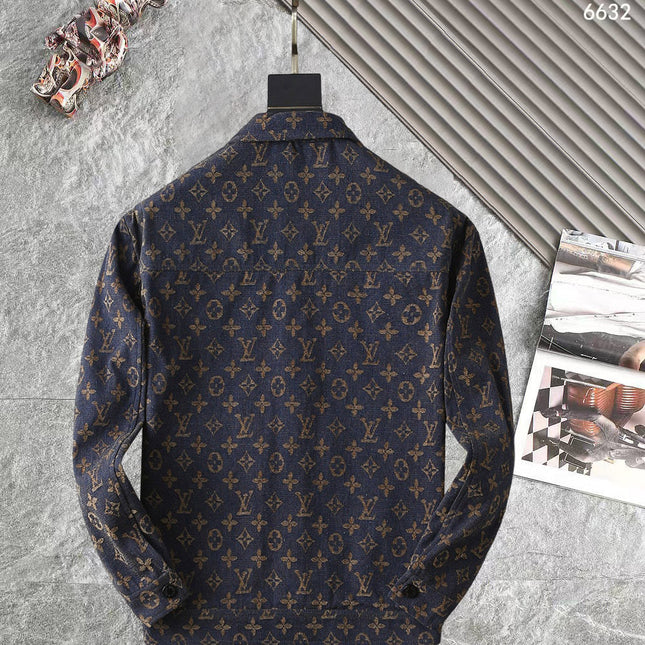 LV SHIRT JACKET IN NAVY BLUE JACQUARD FABRIC 238979