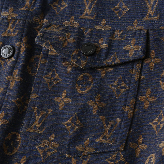 LV SHIRT JACKET IN NAVY BLUE JACQUARD FABRIC 238979