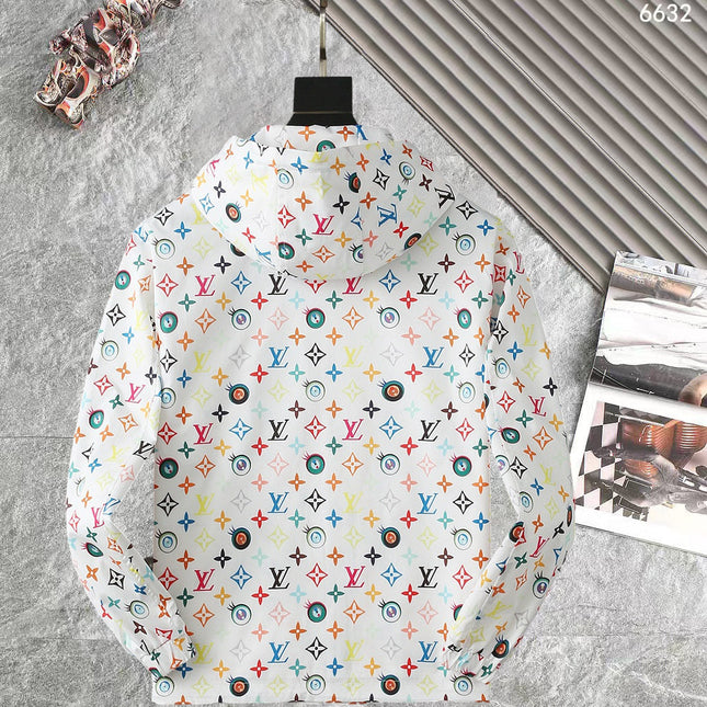 LV WHITE WINDBREAKER WITH COLORFUL MONOGRAM 238983