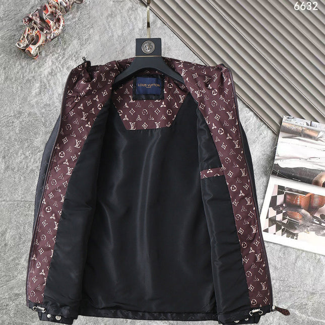 LV BLACK AND WINE RED TRIM MONOGRAM HOODED JACKET 238984