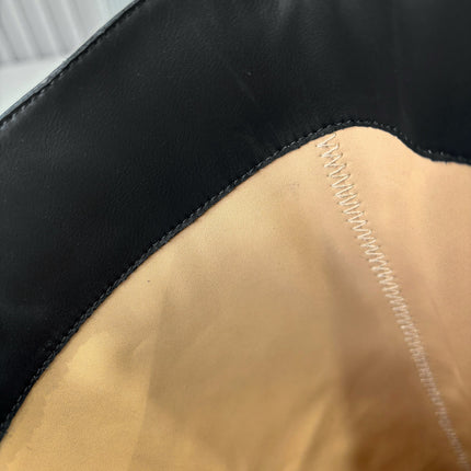 VALENTINO 25S HIGH-CUT SIGNATURE LOGO BOOTS 60 MM IN BLACK CALFSKIN WITH GOLD HARDWARE