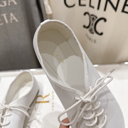THE ROW 26S MINIMAL LACE-UP SHOES IN WHITE CALFSKIN