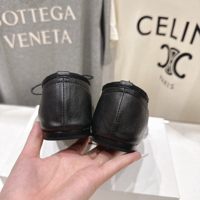 THE ROW 26S MINIMAL LACE-UP SHOES IN BLACK CALFSKIN