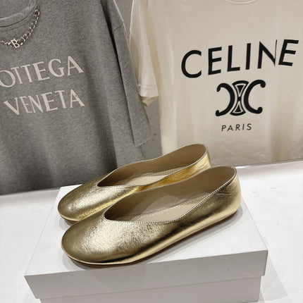 THE ROW 26S BALLET FLATS IN GOLD CALFSKIN