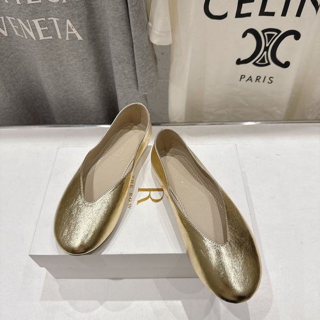 THE ROW 26S BALLET FLATS IN GOLD CALFSKIN