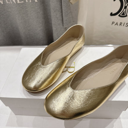 THE ROW 26S BALLET FLATS IN GOLD CALFSKIN