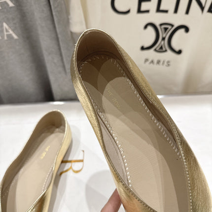 THE ROW 26S BALLET FLATS IN GOLD CALFSKIN