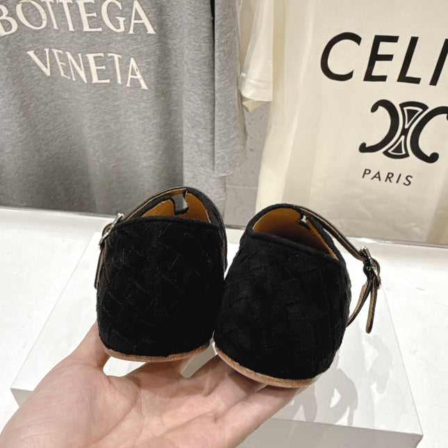 THE ROW 26S MARY JANE FLATS IN BLACK SUEDE