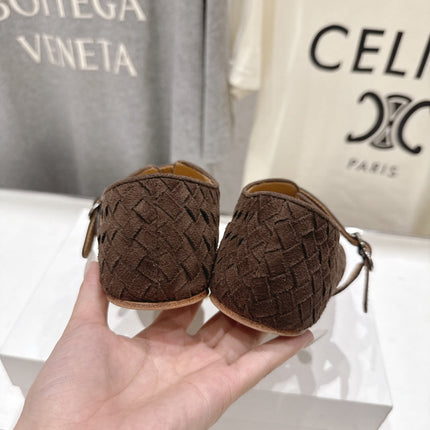 THE ROW 26S MARY JANE FLATS IN CHOCOLATE BROWN SUEDE